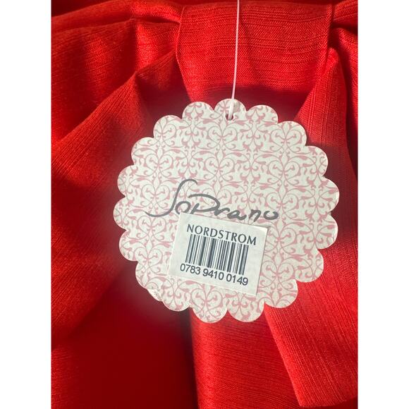 Med Soprano NEW solid Red deep V bow back side zip party Cocktail Dress NWT - Picture 4 of 5